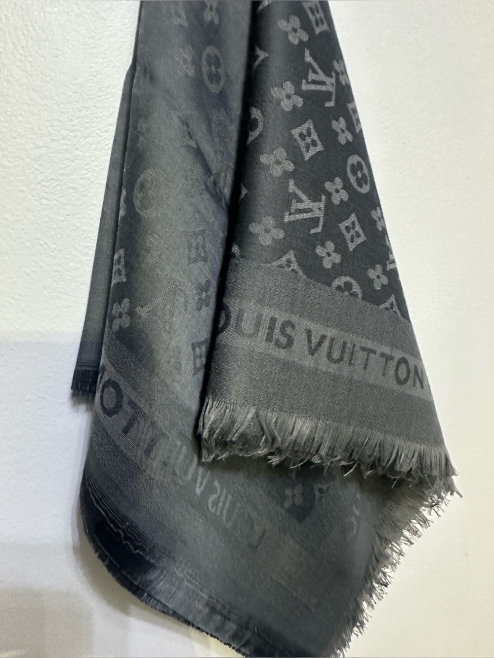 LV gray scarf wrap 54” x 54”